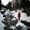 Mike at the creek on the way out from the Ribbon. Ouray, Colorado Sat January 25th 2014. 