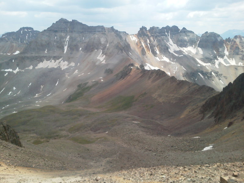 View from Mount Sneffels looking south at the traverse 'tween Gilpin and Block Top.