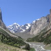 Kara Su Valley. Yellow Wall on right. Asan/Usen on left. Mt Piramidalny at the back.