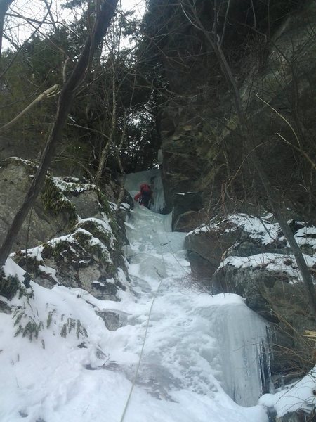 Joshua Corbett leading out the gully. 