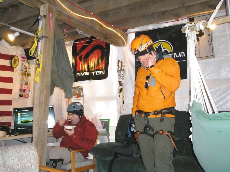 in the warming hut.