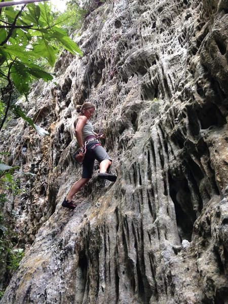 Carrie dialing in the feet.