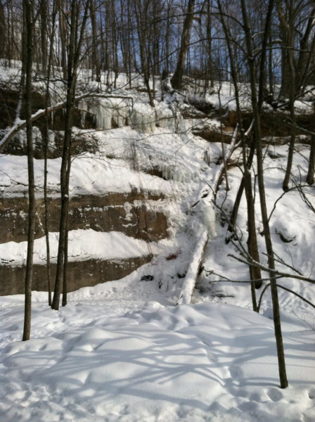 Conditions as of February 16, 2014.  Only the far right side is in, and the ice is pretty thin in spots.