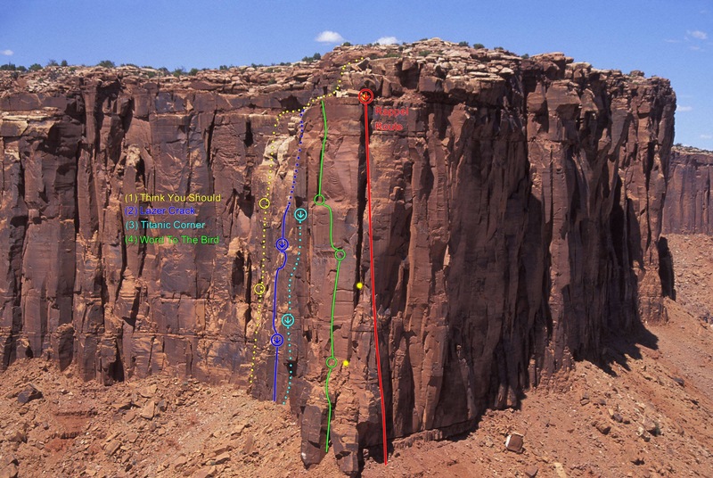 These Rim Routes are located on this west facing wall...