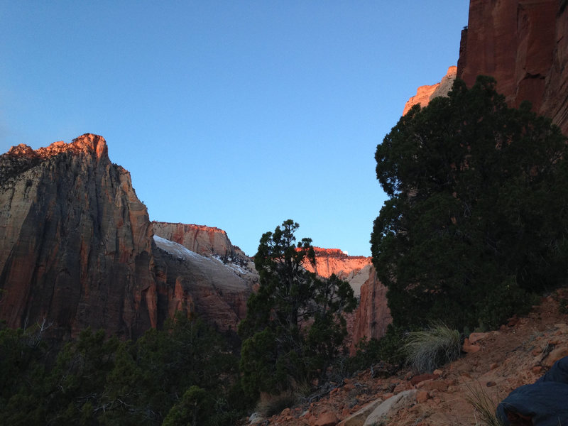 Morning from the bivy on Tricks of the Trade.