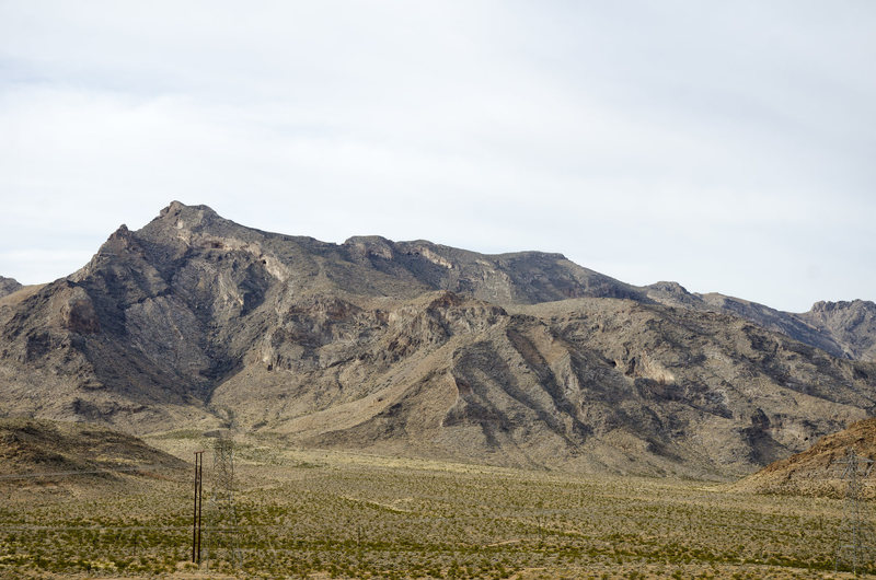 Mormon Mountains as seen from the dirt road on the way there.