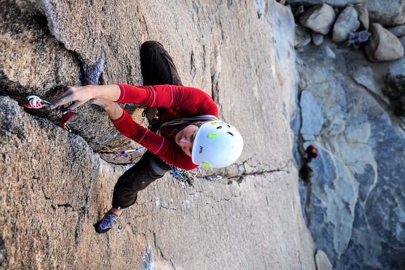 Climber - Paisley Close.<br>
<br>
Photo - Steve Cox