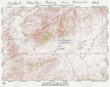 MAP 2:  Leaving the Garrett Rd, crossing private land and gaining access  to Sellers Mountain BLM public land.