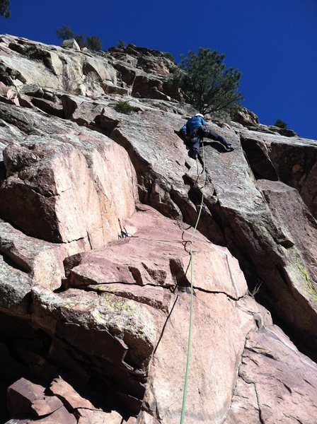 Marie starting the first crux.