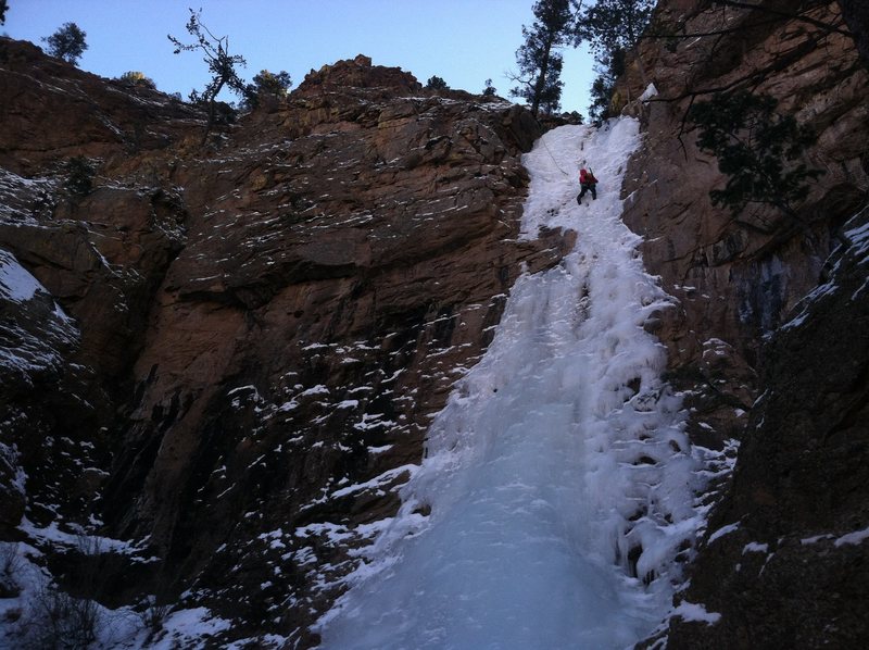 Marie Brophy following the upper flow, 1/24/14.