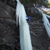 Unknown climber, the right pillar last pitch of Buttermilk Falls.