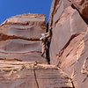 Erick sport climbing the offwidth pitch