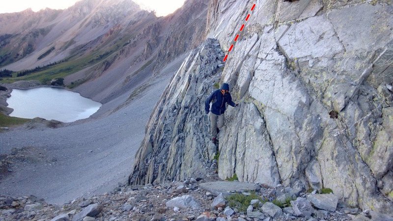 The ledge to the start of the climb.