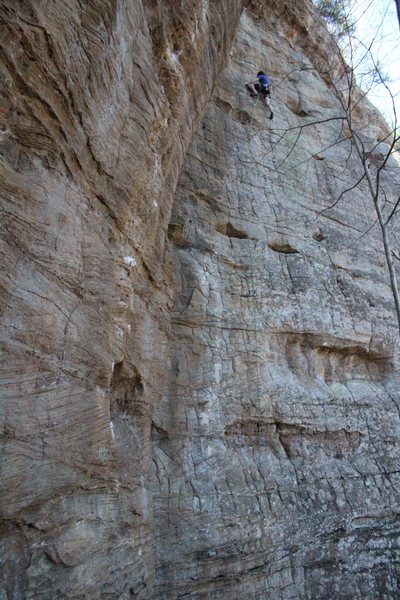 Nearing the top. Nearly the whole route is in view, sans the bottom few feet.