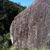 A view of one of the steep faces. A little bit to the right is a bolted project (?) on an arete/face. 