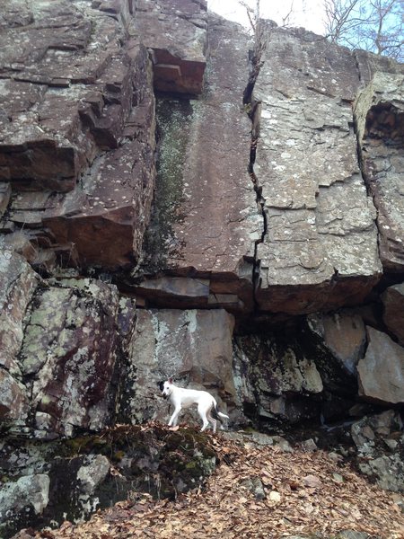 Log Jam is the big crack that runs up the center of the pic