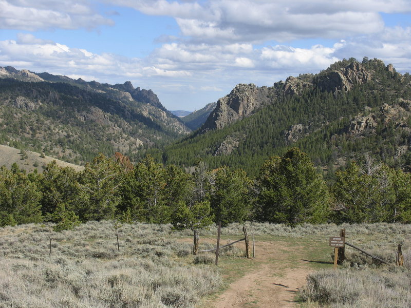 Looking east at the entrance to La Bonte Canyon while on the road to Camelback Mountain.