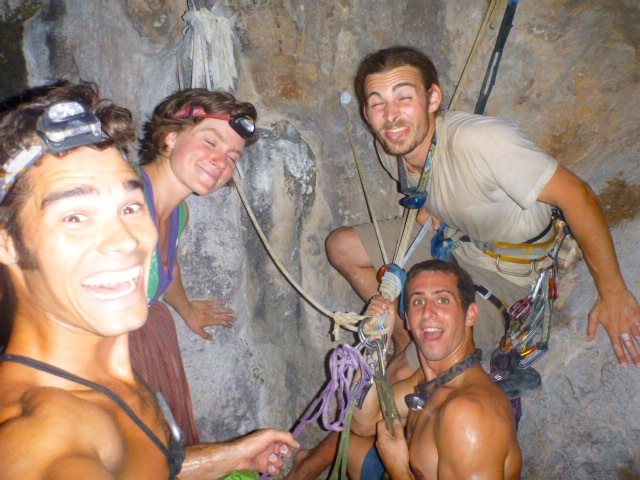 The Gang onto of the last pitch after a full moon onsight.