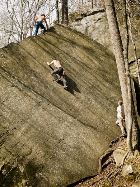 send train on yosemite slab<br>
Photo by Branden Michelkamp