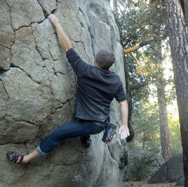 Working problem F on the AH boulder