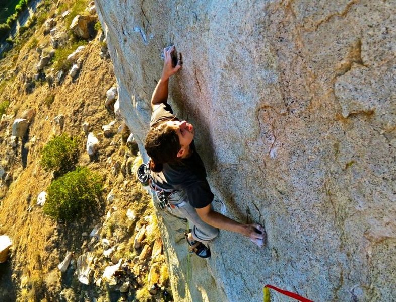 Erik serious about his FA of Thunder Bunny at the remarkable crag that is Old Castle!