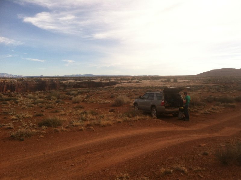 Where we parked for the fixed rope approach to Standing Rock.