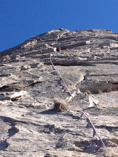 Sergio at the hard-to-find bolts on top of Pitch 8. Photo Jesse Sharp.