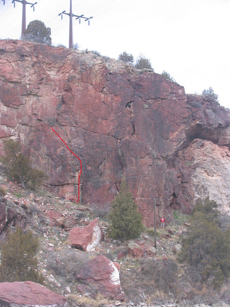 Hedging is the rightmost of a series of short but harder sport routes that all end at the same anchors bolts on the left side of the Center Slab up some 40 feet.