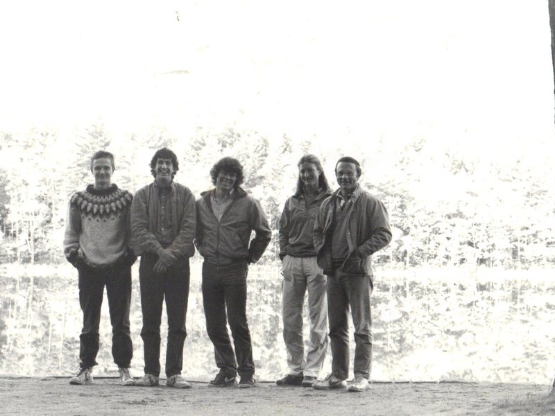IME climbing school  1980's. L to R Jerry Handren, Mark Chauvin, Doug Madara,Alison Osius, Paul Ross