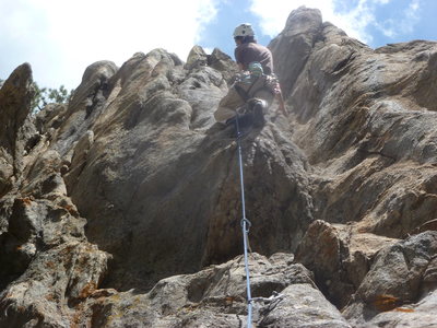Just above the crux.
