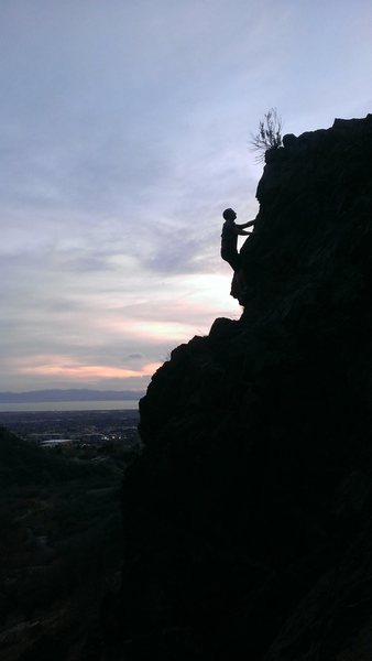 Climbing in Rock Canyon at sunset