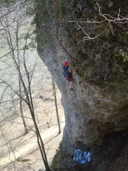 Ben going for the clip on the Buddha route