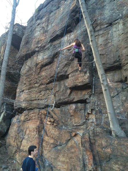 G getting lowered of. The climb goes up the corner where the gear is hanging. It's NOT fixed!