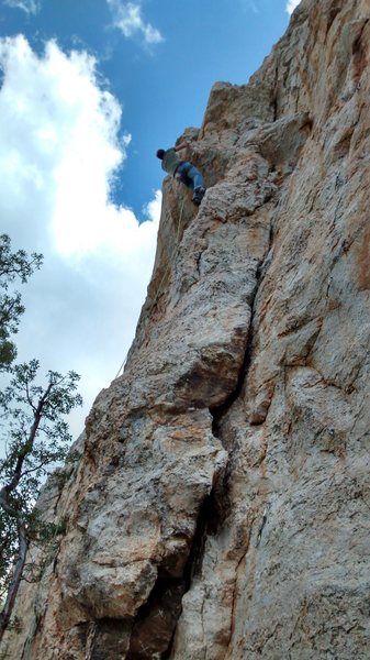 Peter about to tackle headwall on Over and Back