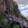 The whole crag pretty much collapsed and slid down the hillside. Definitely makes me wonder about the rest of the black cliffs, that wall didn't even strike me as one of the sketchy ones. 