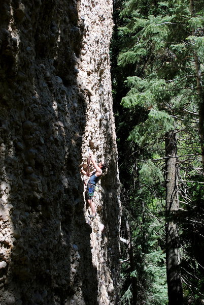 Jon in the good light on an amazing climb.