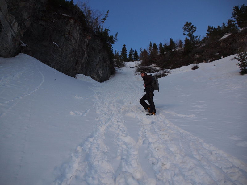 Getting into Woolly Hole Cirque.