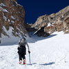 Entering the couloir via the (climber's) right fork.