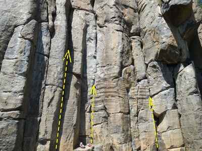 This is the leftmost route in the picture.  The next two routes are Pony Climb and Made of Silk.