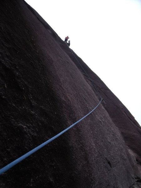 At the anchors on top of the first pitch.