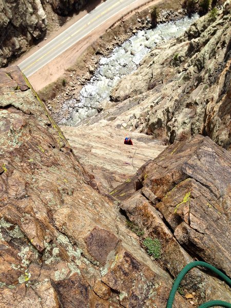 Atop pitch 4, Playin' Hooky, Creekside, Clear Creek Canyon, CO.