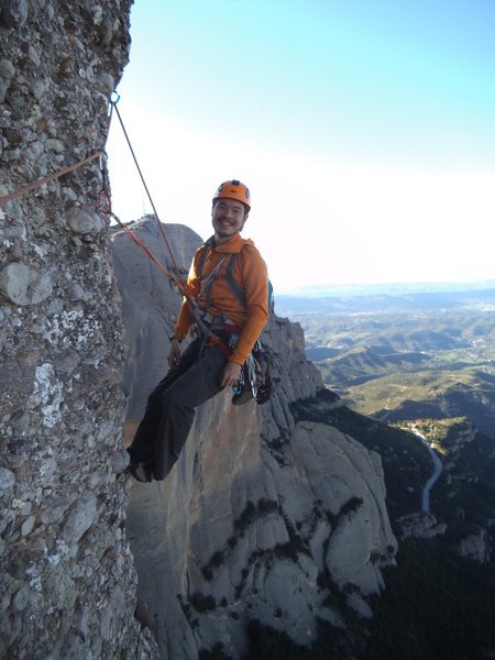 stopping for a photo op on the last traverse pitch before the summit. Got a little chilly and windy!