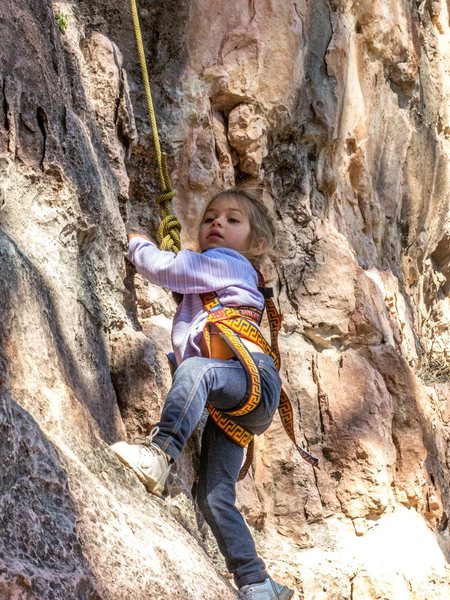 Juliet cranking at age 3. Neil K. photo