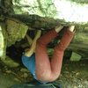 Tiny Roof Crack (v4-5), Shaky Knees Boulder, Highball Area 