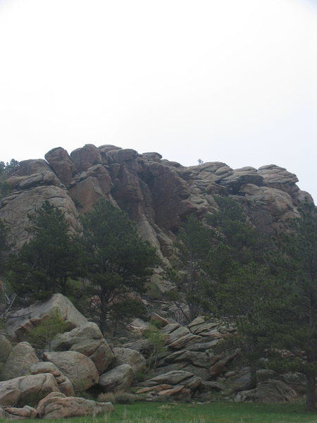 West end of the Meadow Mound offers some face climbs on steep slabs.