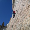 Fiddling with small gear on pitch 2 crux<br>
<br>
