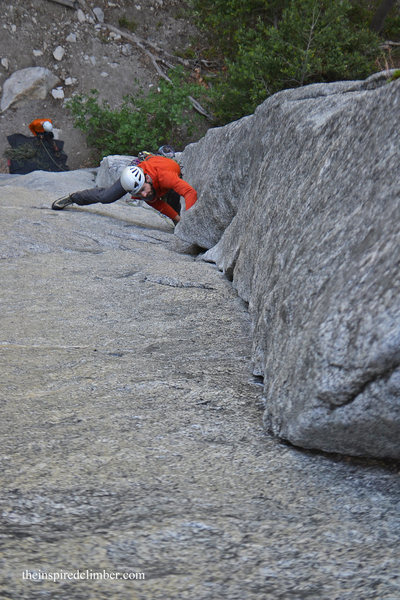 Jeff Gicklhorn climbing Pitch 1 of Ying-Yang, 5.10d 