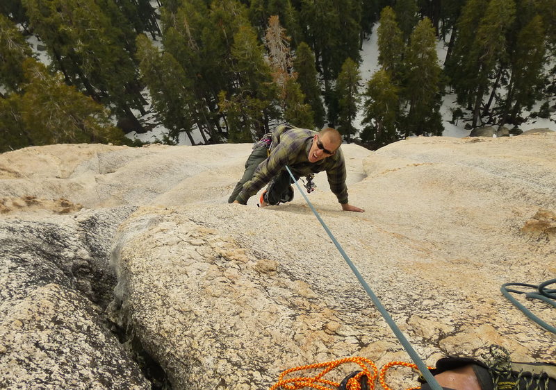 Daniel trying to make the final 5.7ish lay-back move seem difficult :)