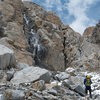 The route is a waterfall in early season.  May 24, 2014.