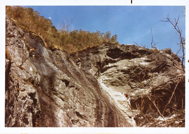 Diff Ritchie Belaying Bob Rotert on first ascent Great Boulder Move 2